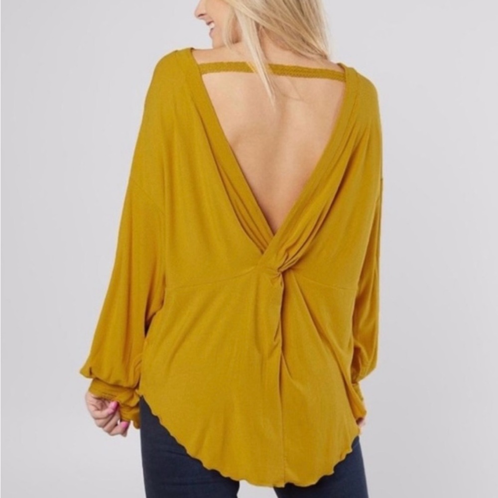 Free People Shimmy Shake Low Back Top Yellow Gold Size XS - Picture 2 of 10